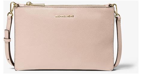 michael michael kors large pebbled leather double pouch crossbody|michael kors double leather.